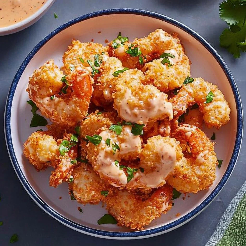 Delicious Bang Bang Shrimp served with a creamy and spicy sauce