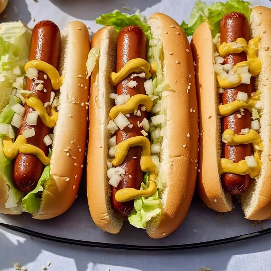 Delicious Big Mac Hot Dogs served with toppings and condiments