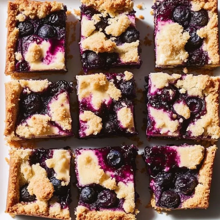 Delicious Blueberry Crumble Cheesecake Bars with fresh blueberries and crumble topping