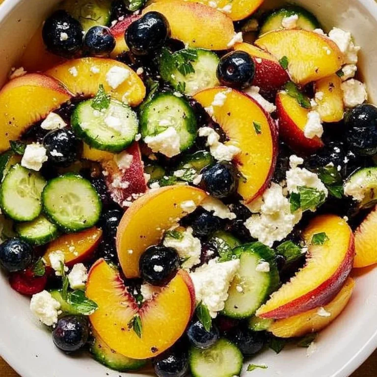 Blueberry Peach Feta Salad with vibrant colors and fresh ingredients