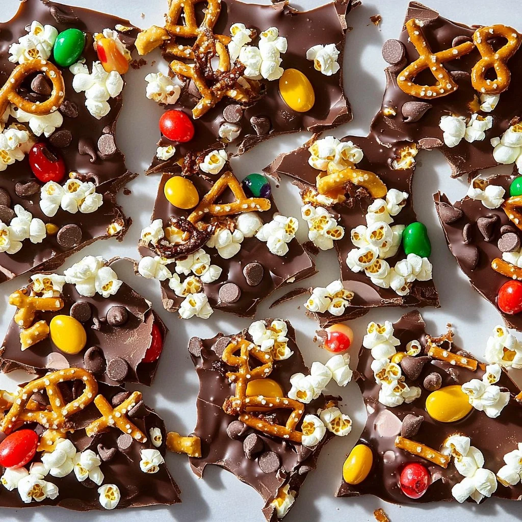 Charlie Brown Thanksgiving-inspired chocolate bark with festive toppings