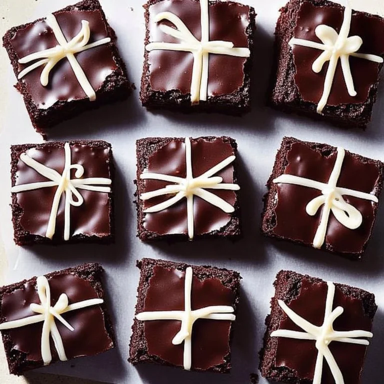 Delicious Christmas Present Brownies topped with festive decorations