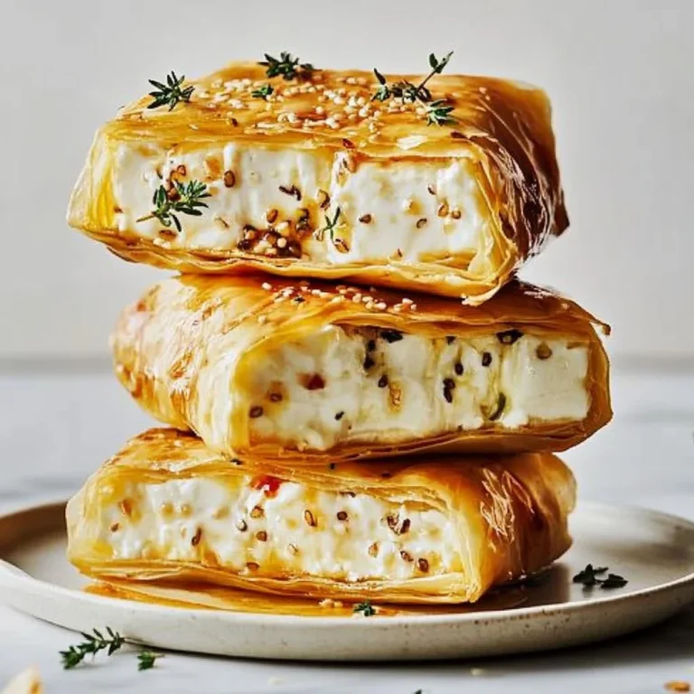 Delicious crispy feta pockets served on a plate garnished with herbs