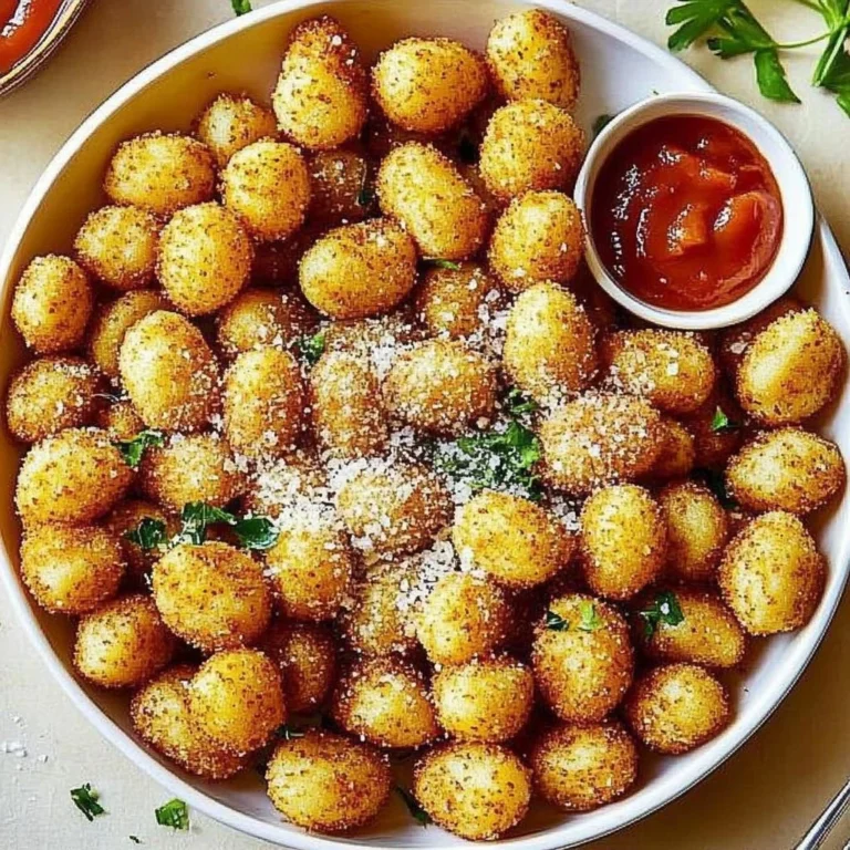 Crispy fried gnocchi bites served with dipping sauce
