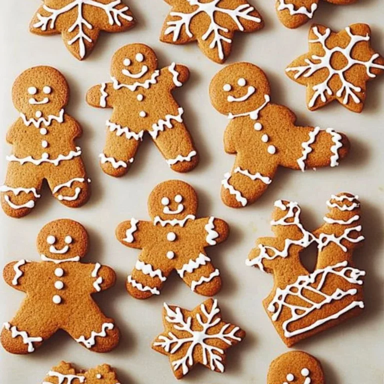 Freshly baked gingerbread cookies with frosting and decorations