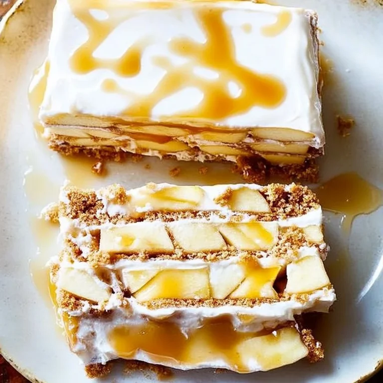 Gingersnap Apple Icebox Cake with layers of apple and gingersnap cookies.