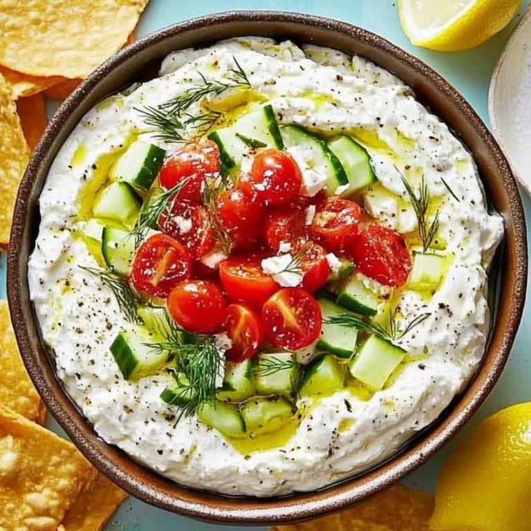 A bowl of Greek feta dip garnished with herbs and served with pita bread