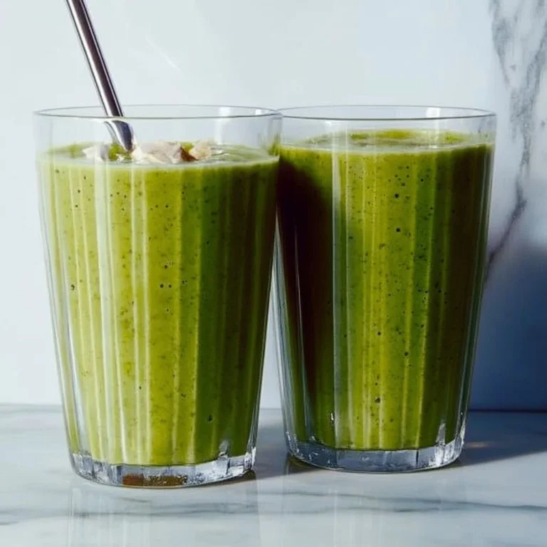Delicious green smoothie made with spinach, banana, and almond milk