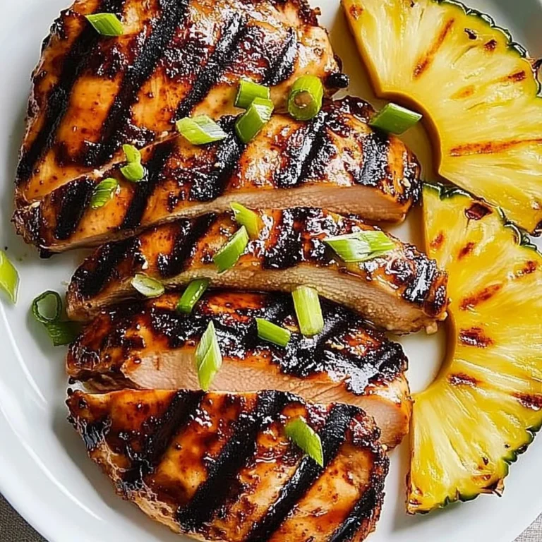 Grilled pineapple chicken served with vibrant vegetables on a plate