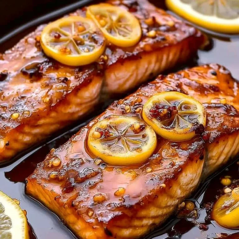 Delicious Honey-Garlic Glazed Salmon served with fresh herbs.