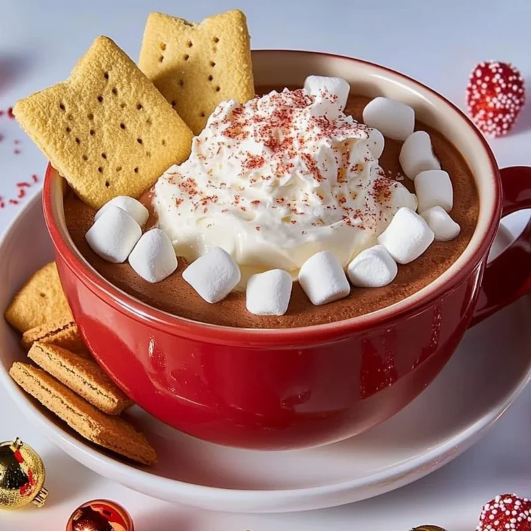 Delicious hot cocoa dip served with marshmallows and cookies