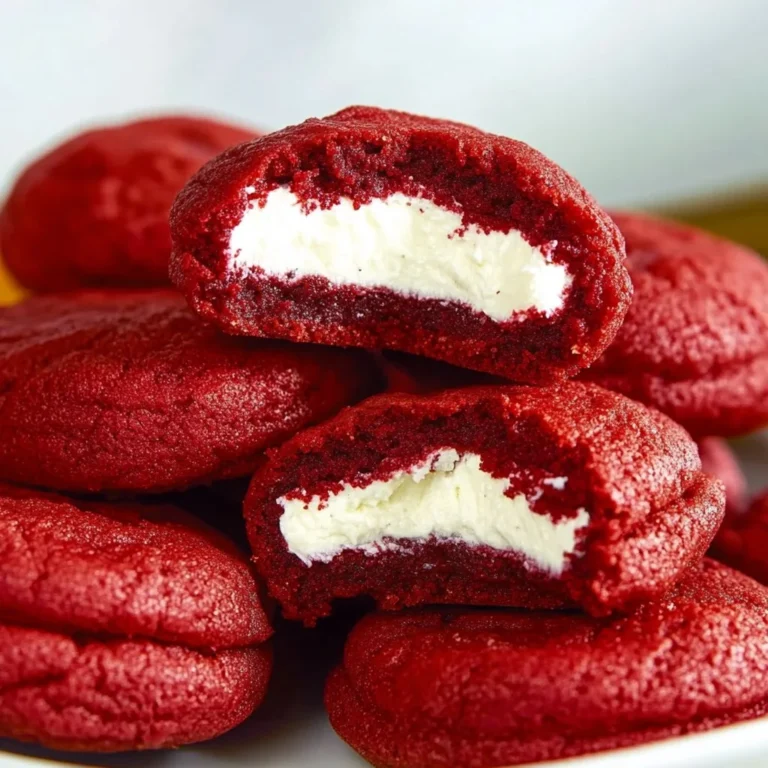Freshly baked inside-out red velvet cookies with cream cheese filling