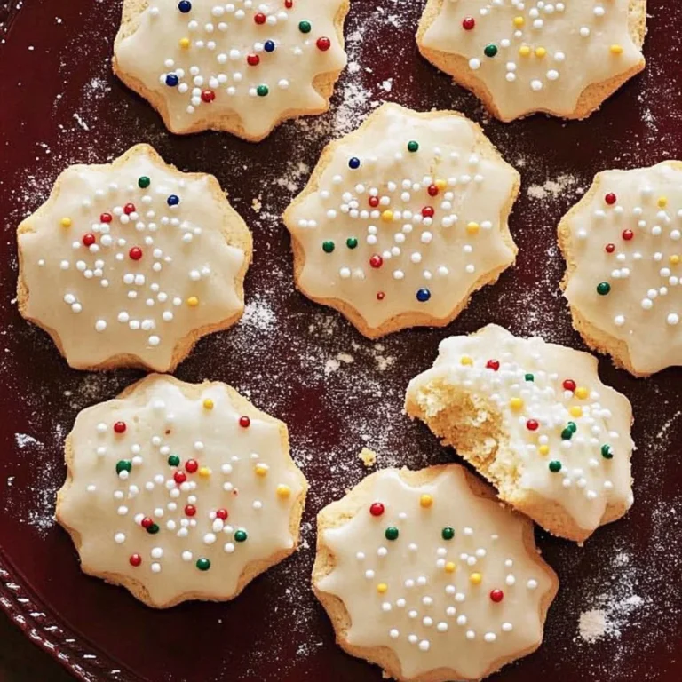Italian Christmas cookies decorated with colorful icing and sprinkles