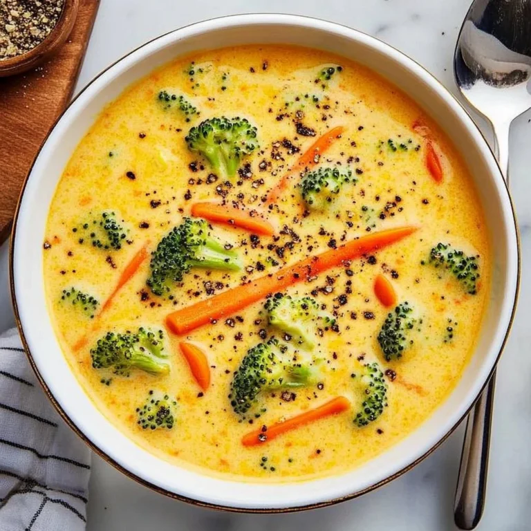 Bowl of creamy Keto Broccoli Cheddar Soup with fresh broccoli and cheese