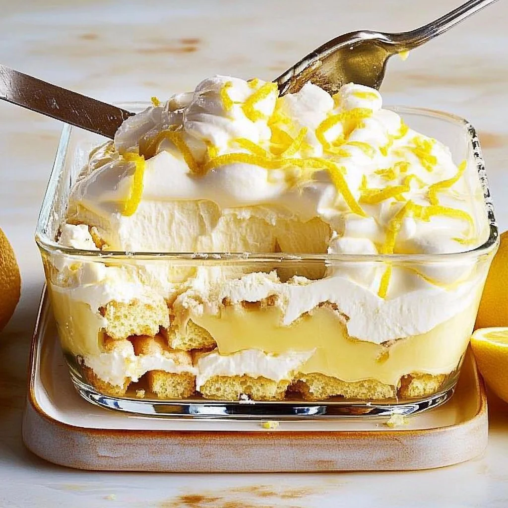 Slice of Limoncello Tiramisu with zesty lemon garnish