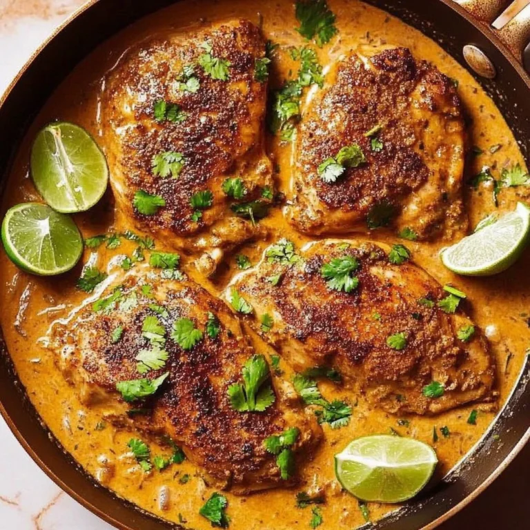 One-Pan Coconut-Lime Chicken with fresh lime and coconut cream in a skillet