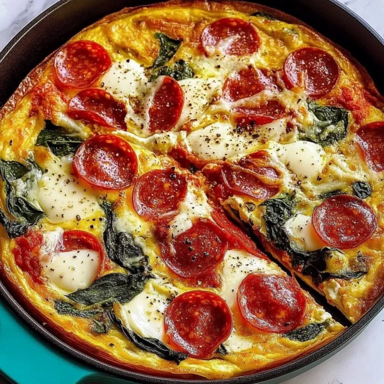 Delicious Pizza Frittata garnished with herbs served on a plate