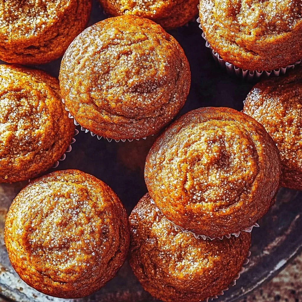 Freshly baked pumpkin muffins with spices on a rustic wooden table