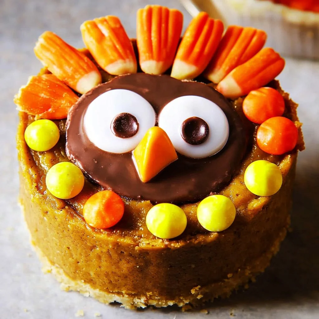 Decorative pumpkin pie turkeys for Thanksgiving dessert ideas