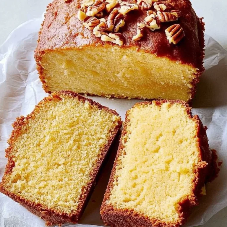Moist rum pound cake with a rich flavor, garnished and ready to serve.