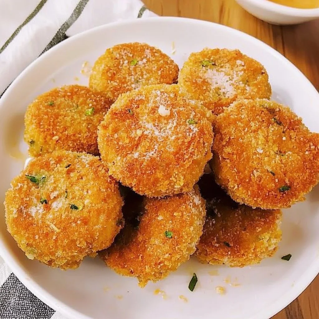 Plate of crispy salmon croquettes served with dipping sauce
