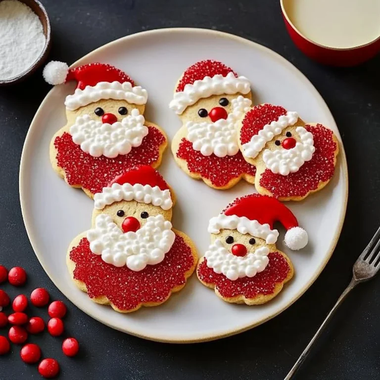 Deliciously decorated Santa Cookies for Christmas festivities