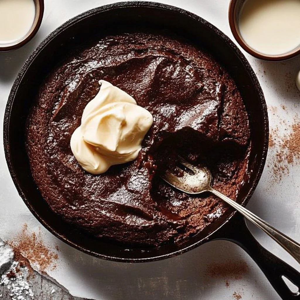 Skillet Fudgy Brownie Pudding