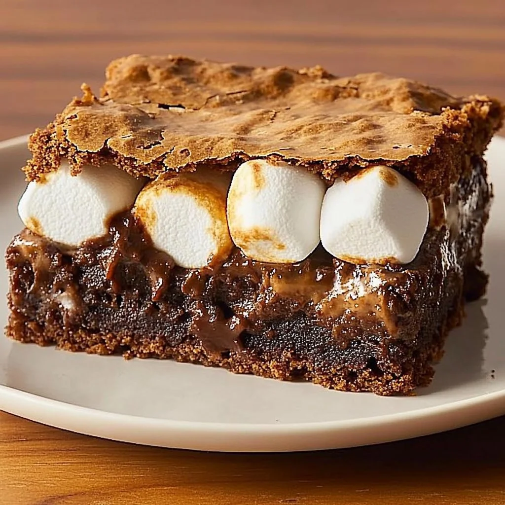Decadent S'mores Brownies with marshmallows, chocolate, and graham crackers