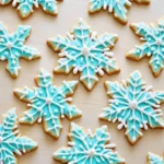 Decorative snowflake cookies on a festive plate for holiday celebrations