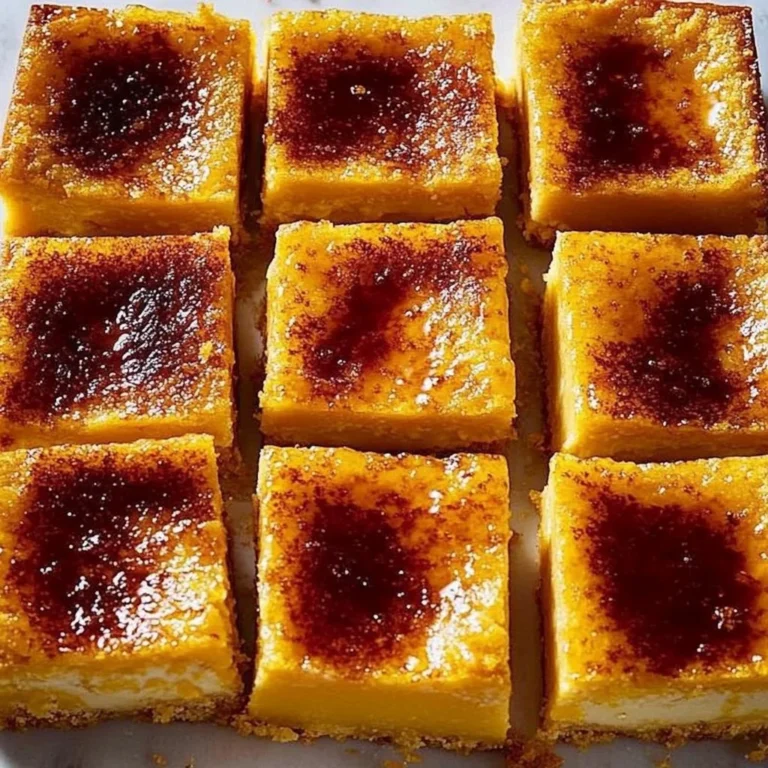 Sweet Potato Creme Brulee Bars topped with caramelized sugar crust
