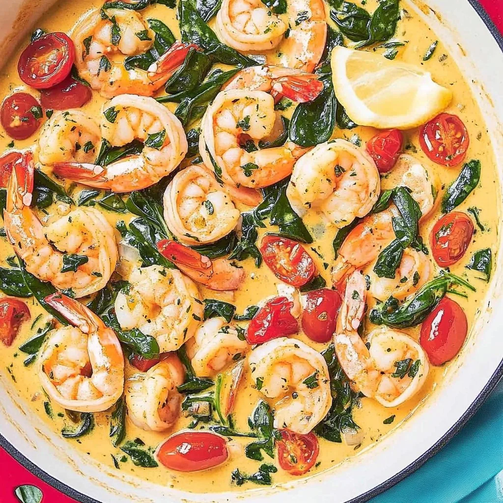 Delicious Tuscan Butter Shrimp served with fresh herbs and garlic