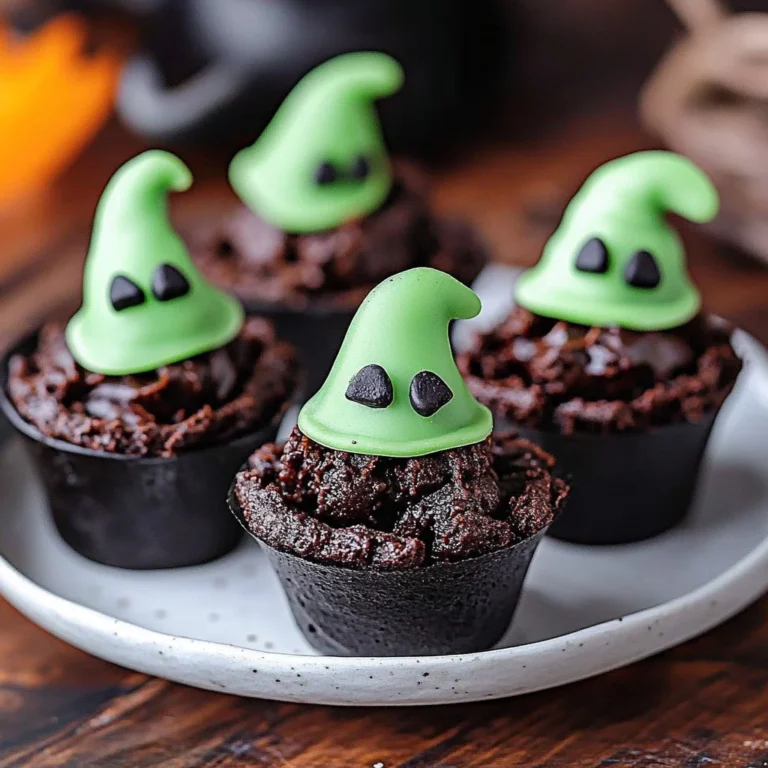 Witch Cauldron Brownie Bites in Halloween-themed presentation