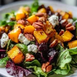 Autumn Salad with Roasted Butternut Squash served in a bowl