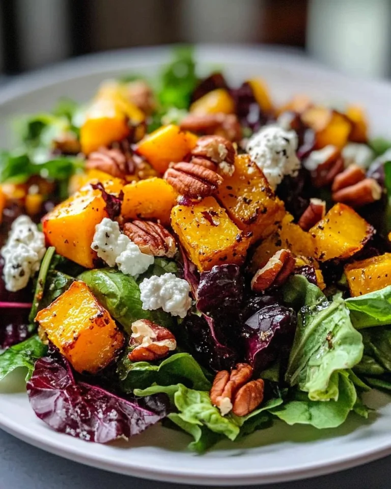 Autumn Salad with Roasted Butternut Squash served in a bowl