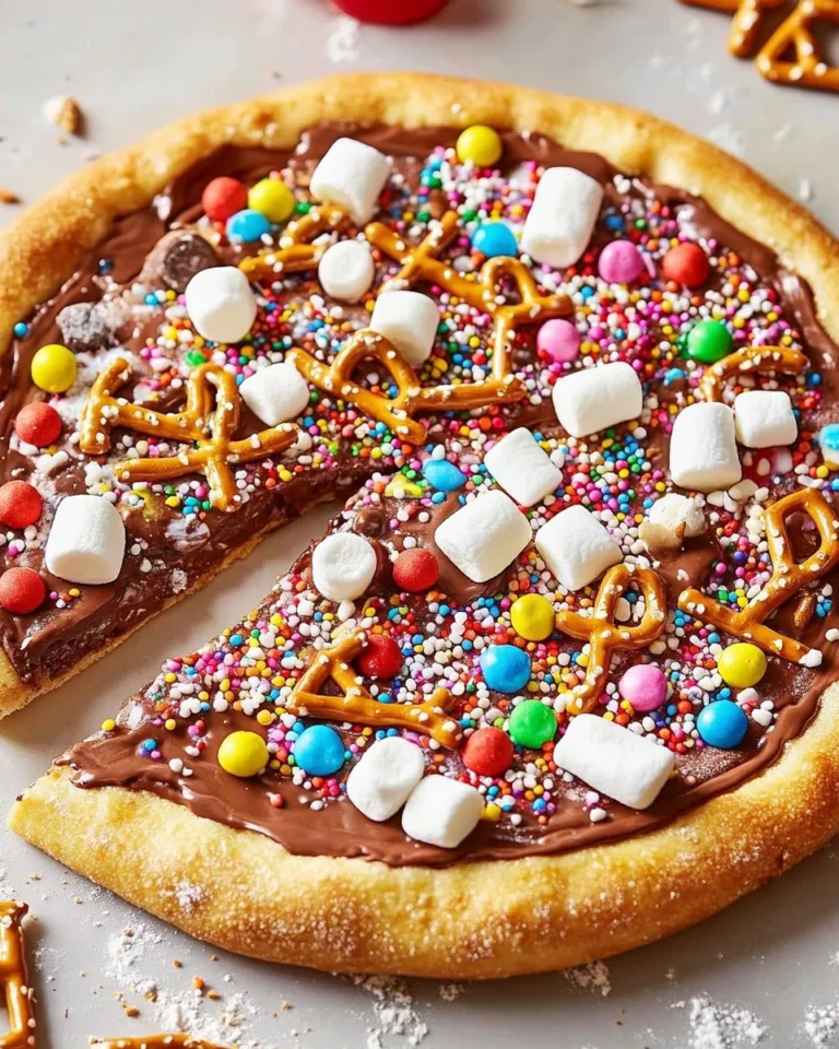 Delicious Chocolate Pizza topped with various sweet ingredients