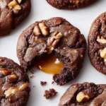 Delicious Chocolate Turtle Cookies with chocolate, caramel, and pecans