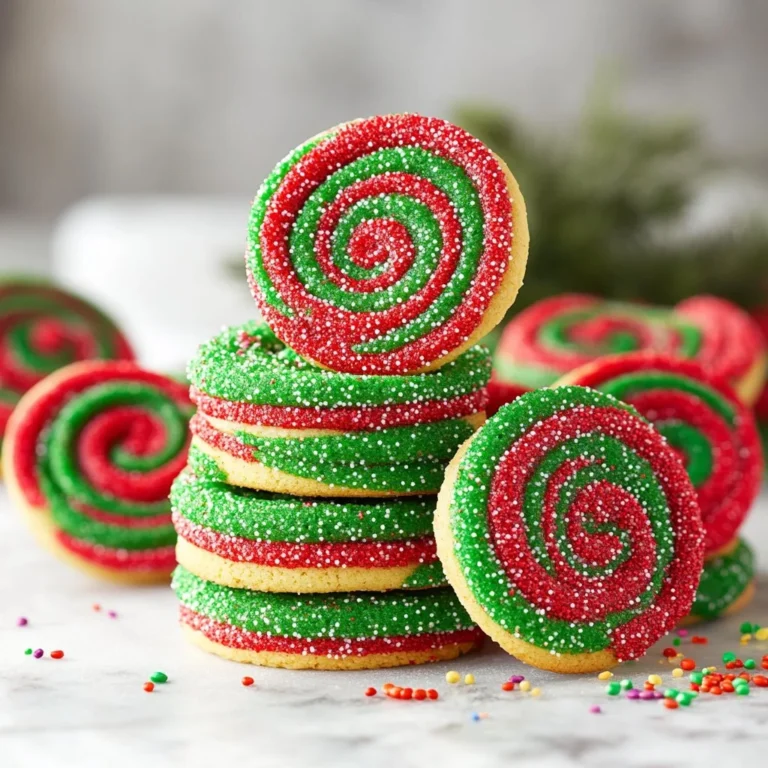 Plate of colorful Christmas pinwheel cookies with festive decorations