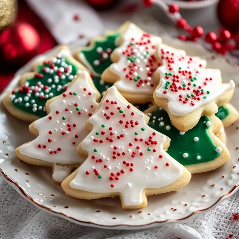 Festively decorated Christmas sugar cookies on a festive plate.