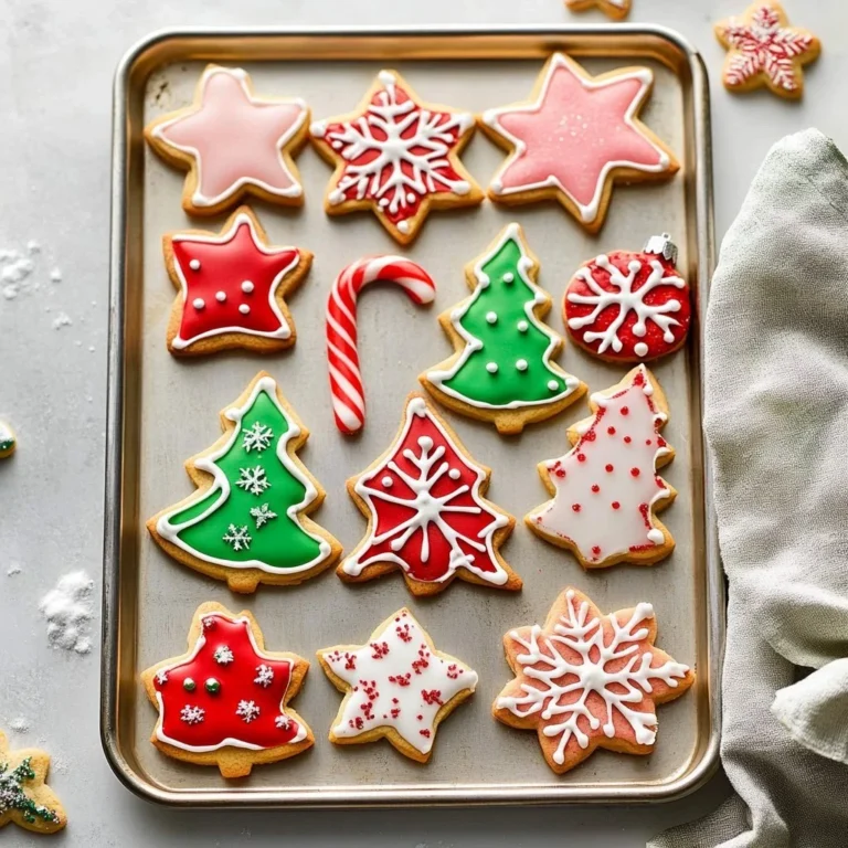 Decorated Christmas sugar cookies with colorful icing on a plate
