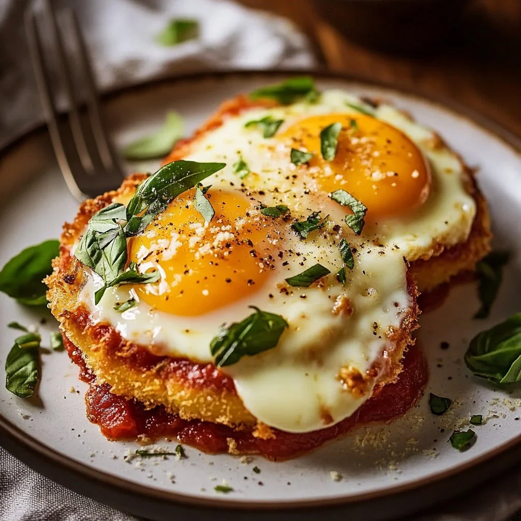 Classic Italian baked Chicken Parmesan with a crispy crust and marinara sauce