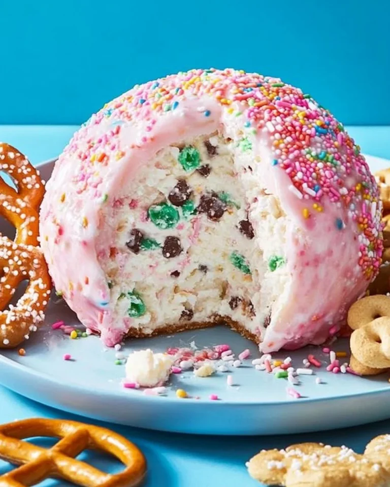Delicious confetti cookie dough ball with colorful sprinkles