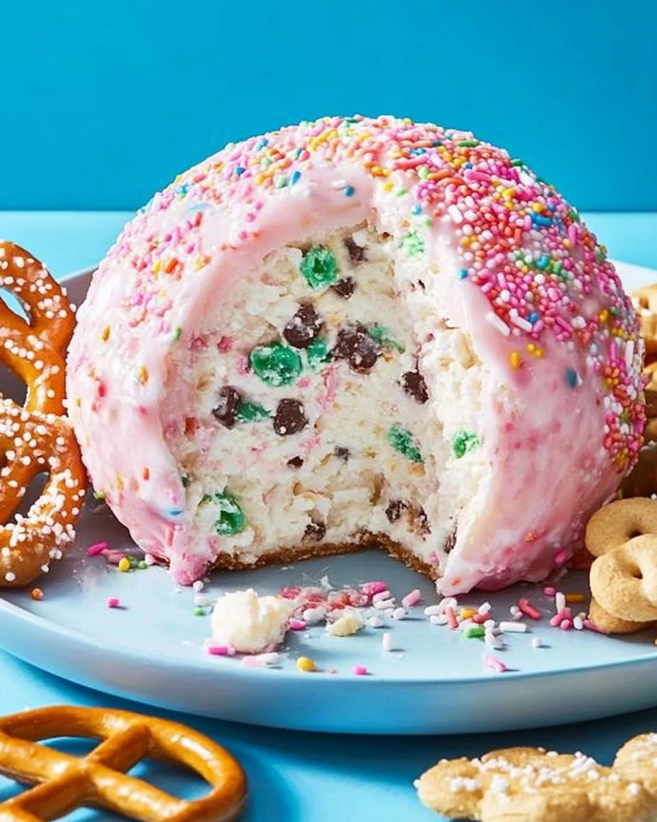 Delicious confetti cookie dough ball with colorful sprinkles