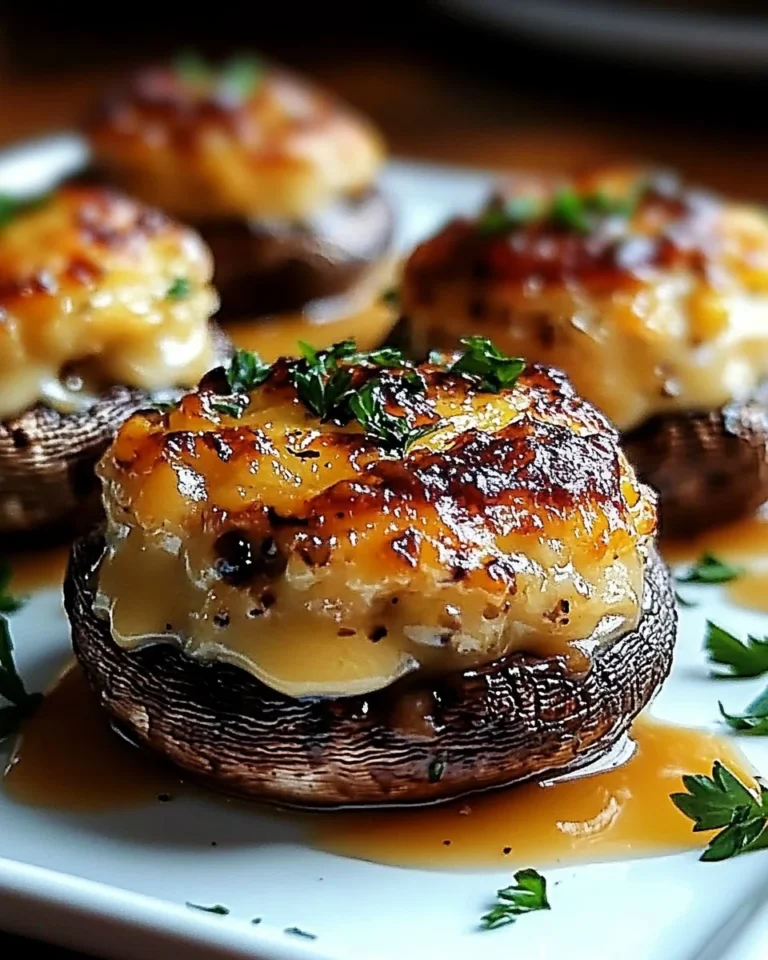 Delicious crab-stuffed mushrooms ready to be served as appetizers