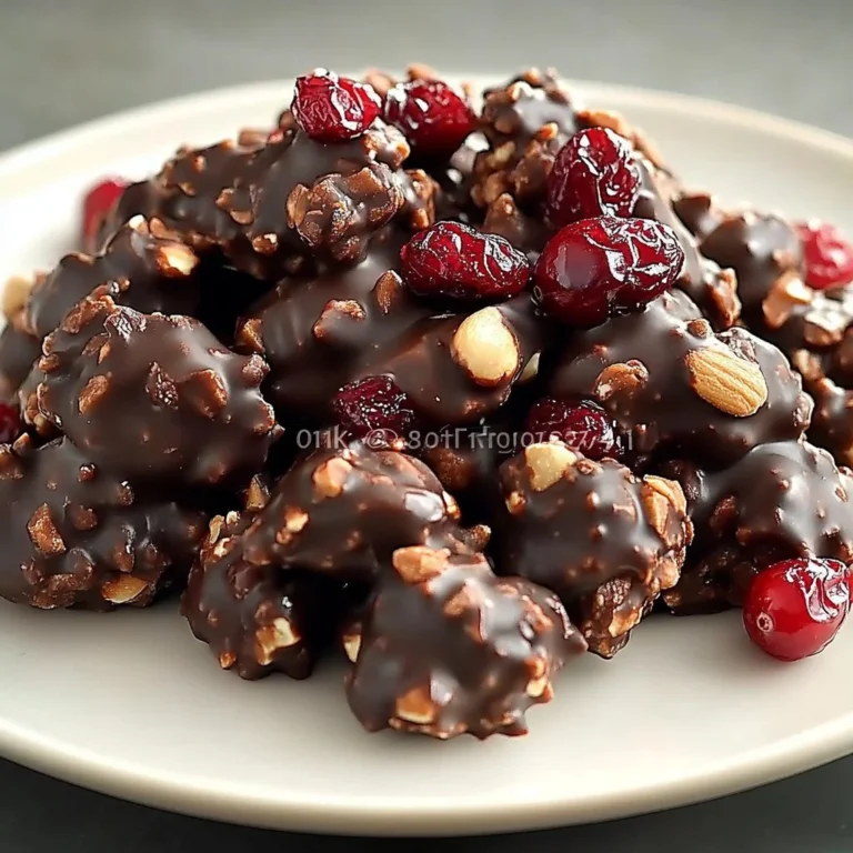 Delicious Cranberry Almond Chocolate Clusters with nuts and dried fruit