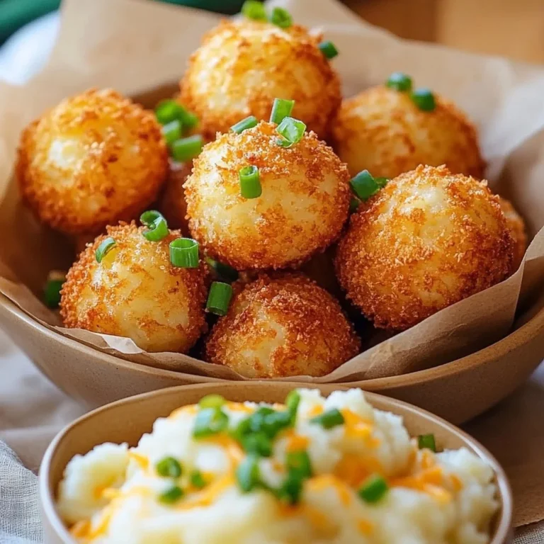 Delicious crispy mashed potato balls served on a plate with dipping sauce.