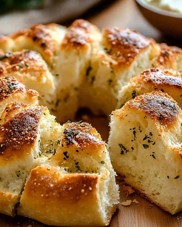 Crockpot Garlic Parmesan Pull-Apart Bread topped with herbs and cheese