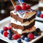 Patriotic mini ice cream sandwiches with red, white, and blue colors.