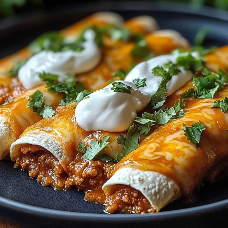 Delicious easy ground beef enchiladas on a plate with cheese and toppings