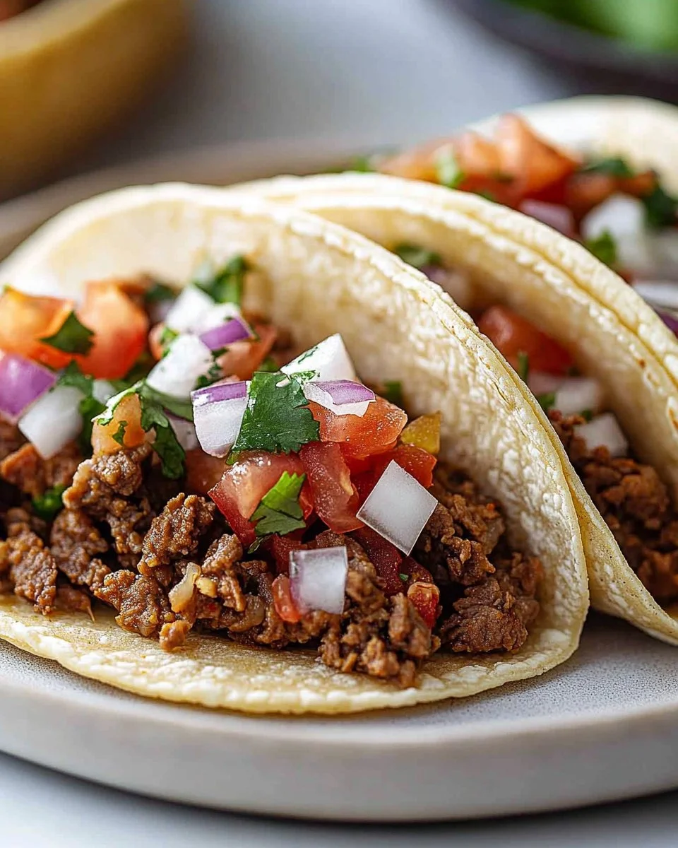 Delicious easy ground beef tacos served with fresh toppings