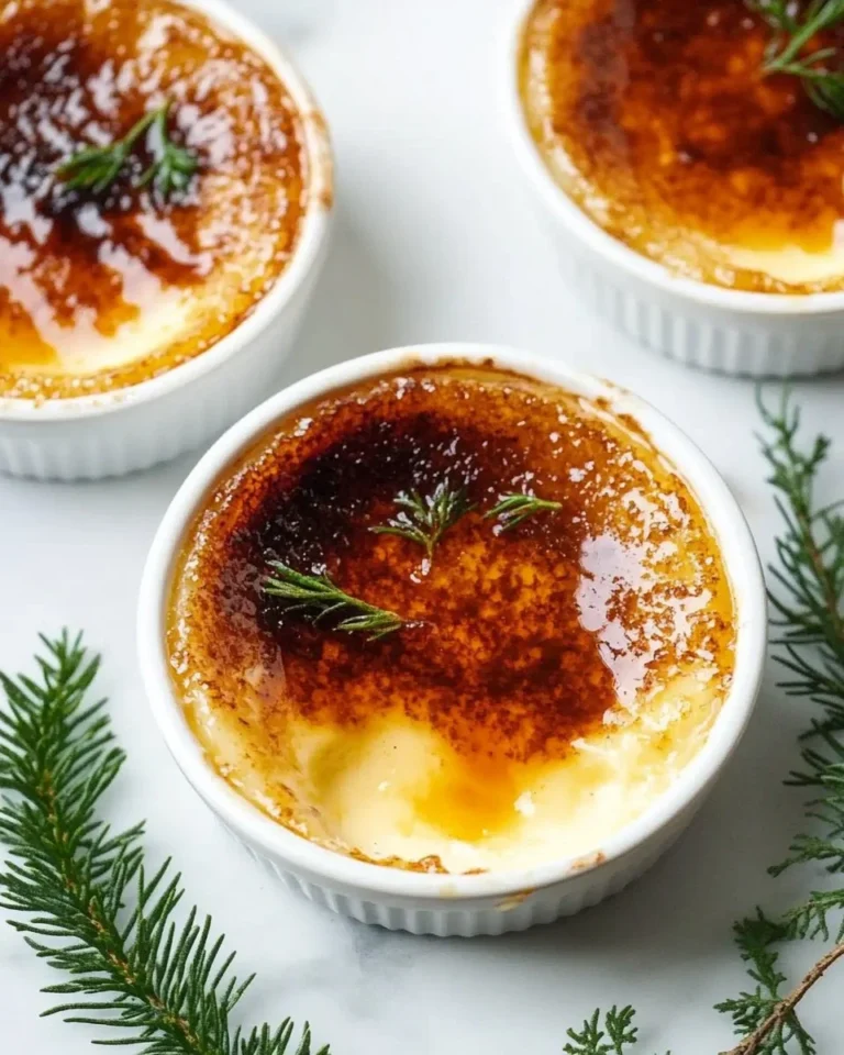 Delicious eggnog crème brûlée topped with caramelized sugar crust